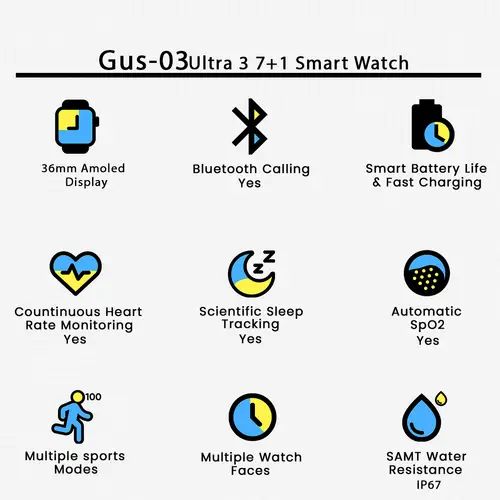 Gus-03 Ultra 3 7+1 Smart Watch